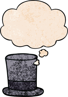 Bir insan tarafından çizilmiş grunge desenli düşünce baloncuklu çizgi film şapkası.