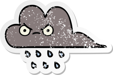 Bir insanın çizdiği yağmur bulutu çizgi filminin sıkıntılı çıkartması.