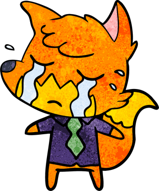 Bir insan tarafından çizilmiş ağlayan tilki çizgi filmi.