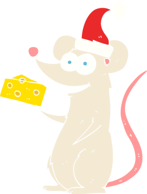 Bir insan tarafından çizilmiş noel faresinin düz renk çizimi