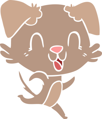 Bir insan tarafından çizilmiş düz renkli çizgi film köpeği.