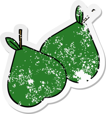 Bir insan tarafından çizilmiş şirin bir armutun sıkıntılı çıkartması.