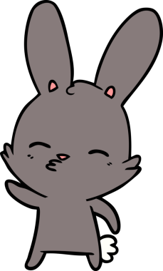 Bir insan tarafından çizilmiş meraklı tavşan çizgi filmi.