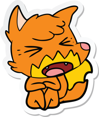 Bir insan tarafından çizilmiş kızgın bir tilkinin çıkartması.