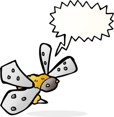 Bir insan tarafından çizilmiş konuşma balonlu çizgi film arısı.