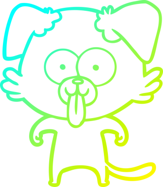 Bir insan tarafından çizilmiş dilli çizgi film köpeği çizimi.