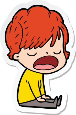 Bir insan tarafından çizilmiş bir karikatür kadının çıkartması.