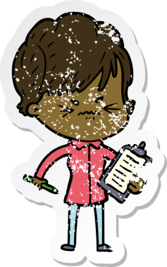 Bir insan tarafından çizilmiş, hayal kırıklığına uğramış bir karikatür çıkartması.