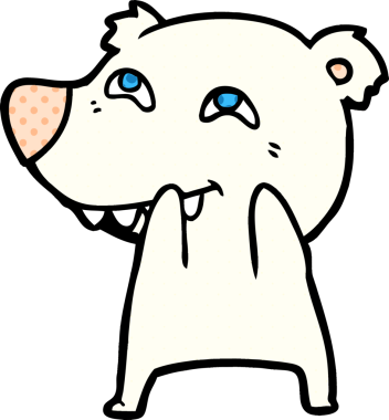 Karikatür kutup ayısı bir insan tarafından çizilmiş dişleri gösteriyor