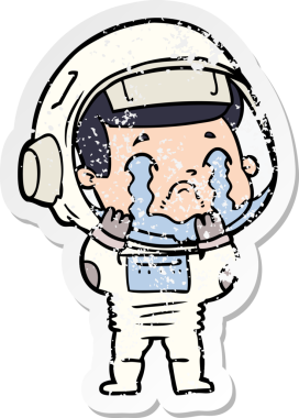 Bir insan tarafından çizilmiş ağlayan bir astronotun sıkıntılı çıkartması.