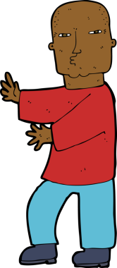 Bir insan tarafından çizilmiş sert adam çizgi filmi.