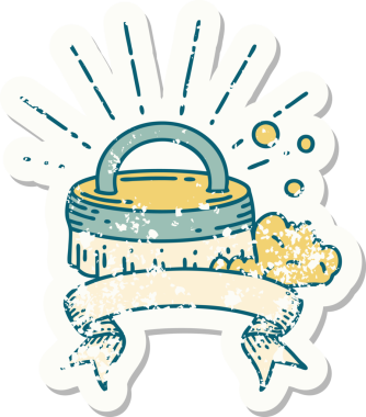 Eski bir dövme stili çıkartması. Bir insan tarafından çizilmiş fırça.