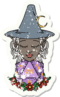 Retro Dövme Biçimli elf karakteri Bir insan tarafından çizilmiş doğal yirmi zar atışıyla