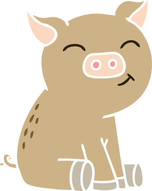 Bir insan tarafından çizilmiş garip bir çizgi film domuzu.