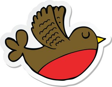 Bir insan tarafından çizilmiş uçan kuşun çıkartması.