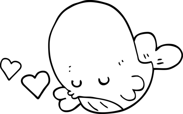 Bir insan tarafından çizilmiş aşık bir balina.