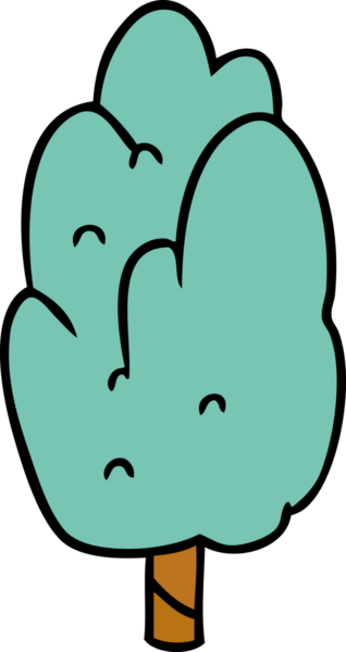 İnsan eliyle çizilmiş karikatür, tek yeşil ağaç.