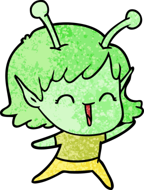 Bir insan tarafından çizilmiş uzaylı kız.