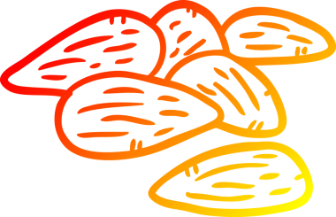 Bir insan tarafından çizilen bademlerin sıcak gradyan çizgileri