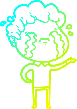 Bir insan tarafından çizilmiş ağlayan bir çizgi film karakteri çizimi.