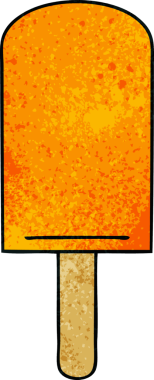 Bir insan tarafından çizilmiş garip bir çizgi film turuncu buz şekeri.