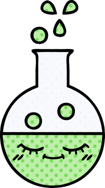 Bir insan tarafından çizilmiş bir test tüpünün çizgi romanı.