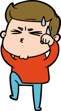 Bir insan tarafından çizilmiş terleyen çizgi film adamı.