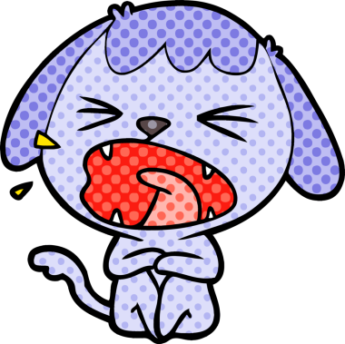 Bir insan tarafından çizilmiş şirin bir çizgi film köpeği.