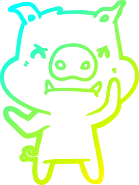 Bir insan tarafından çizilmiş kızgın çizgi film domuzu çizimi.