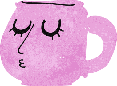 Bir insan tarafından çizilmiş çizgi film kupası.