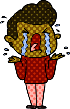 Bir insan tarafından çizilmiş ağlayan bir karikatür.