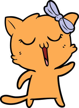 Bir insan tarafından çizilmiş çizgi film kedisi.