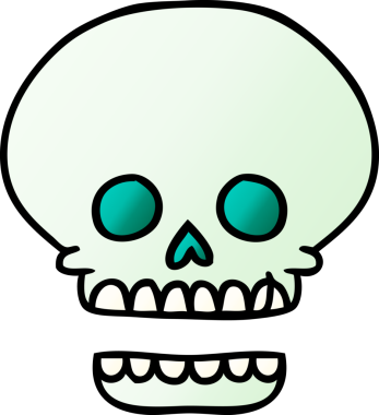 Bir insan tarafından çizilmiş kafatasının el çizimi karikatürü.