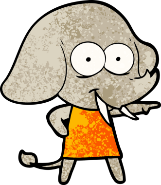 Bir insan tarafından çizilmiş mutlu bir fil.