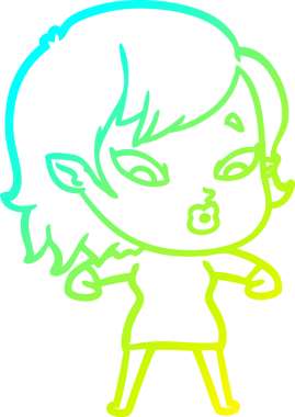 Soğuk gradyan çizgisi, bir insan tarafından çizilmiş şirin bir vampir kız çizgi filmi.