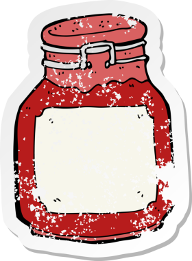 Bir insan tarafından çizilmiş reçel muhafazasının gerilimli retro yapıştırması.