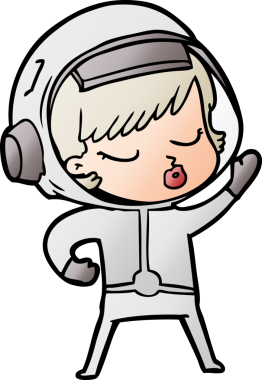 Bir insan tarafından çizilmiş güzel astronot kız.