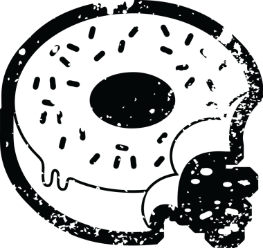 Bir insan tarafından çizilmiş dondurulmuş donut grafik vektör resimleme simgesi