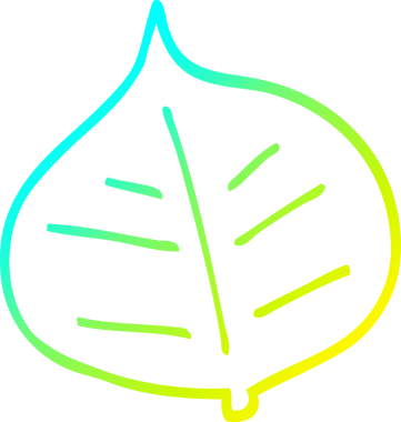 Bir insan tarafından çizilmiş bir çizgi film yaprağının soğuk gradyan çizimi