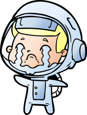 Bir insan tarafından çizilmiş ağlayan astronot çizgi filmi.