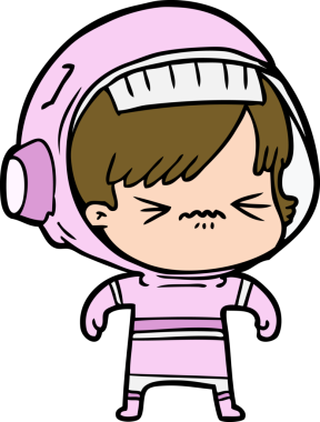 Bir insan tarafından çizilmiş astronot kadın.