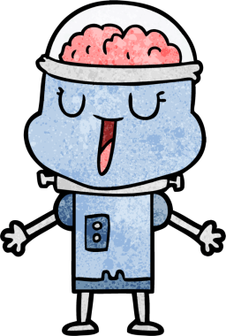 Bir insan tarafından çizilmiş mutlu çizgi film robotu