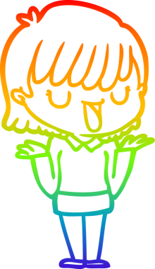 gökkuşağı gradyan çizimi bir insan tarafından çizilmiş bir karikatür kadın