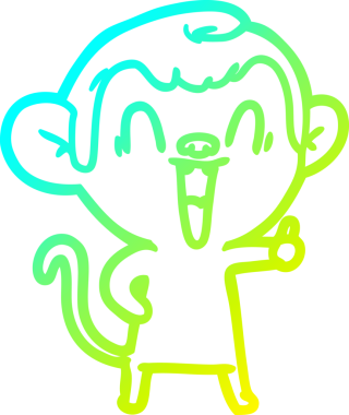 Bir insan tarafından çizilmiş gülen maymun çizgi çizimi.