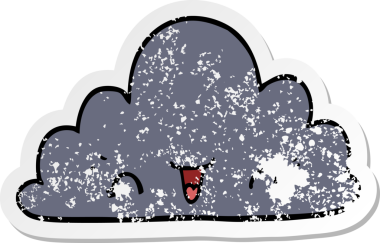 Bir insan tarafından çizilmiş şirin bir karikatür bulutunun sıkıntılı çıkartması.