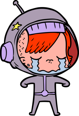 Bir insan tarafından çizilmiş ağlayan astronot kız.