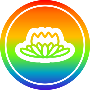 Nilüfer çiçeği dairesel ikonu gökkuşağı gradyan bir insan tarafından çizilmiş.