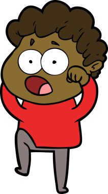 Bir insan tarafından çizilmiş bir karikatür adamı şaşkınlıkla nefes nefese kaldı.