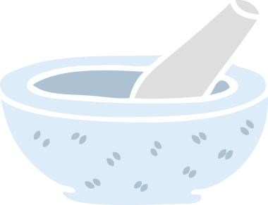 Bir insan tarafından çizilen el çizimi, çizgi film tokmağı ve havan topu.