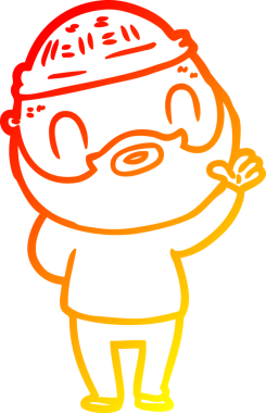 Bir insan tarafından çizilmiş sakallı bir adamın sıcak çizgi çizimi.